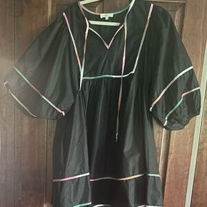 Entro Black Dress with Multicolor Accents